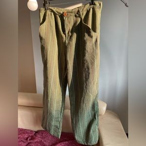 Custom green stripe pants